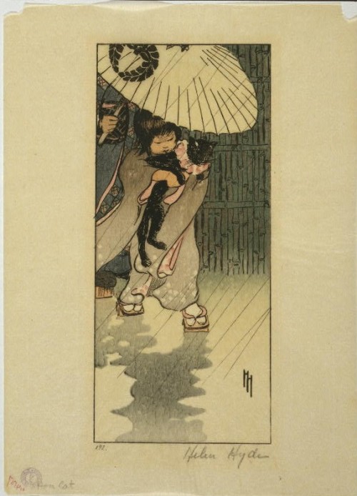 kogumarecord:error888:hushaby:trlknrlk:ushishir:Helen Hyde, 1897, Chinese girl holding cat in rain, 