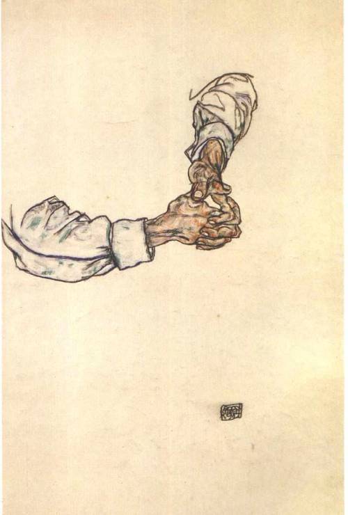 unrealityart:leprintemps:egonschiele:Study of hands (Handstudie), 1913, Egon Schiele, via upload.wik