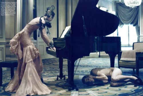 noveltyrubberstampsdeux:fuckyeahmodelhomme:gradymcneil:fuckyeahmathias:with freja beha erichsen | vogue italia, march 2010 | ph. steven meisel