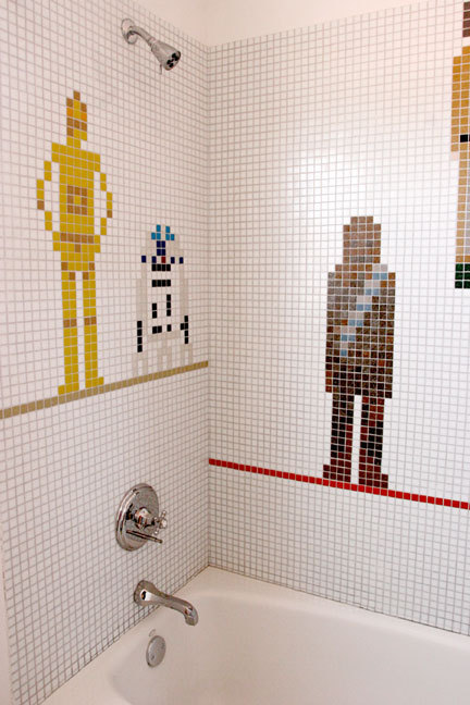 How cool is this Star Wars mosaic bath tile?
click for link