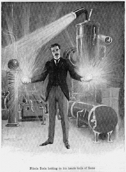 (via badassoftheweek) &ldquo;Nikola Tesla holding in his hands balls of flame.&rdquo;