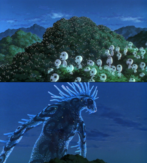 (via movieoftheday) I always liked those little guys, Kodama, and the Forest Spirit.