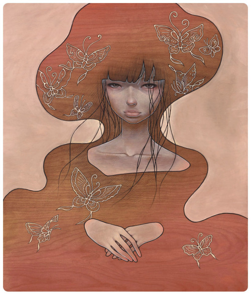 Audrey Kawasaki’s piece for the Hi-Fructose 5th Anniversary group exhibition. loverly