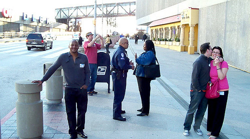 Team NC ninja posing with Police in the middle #NCchevySXSW (via waynesutton12)