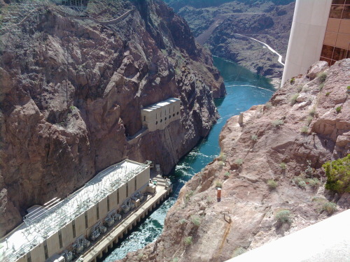 Hoover Dam continued again and Lake Mead. The white on the rocks is where the water used to be…