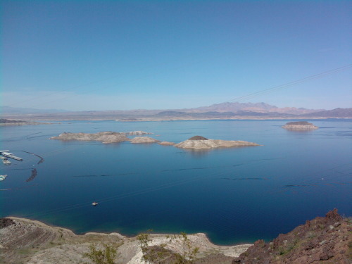 Hoover Dam continued again and Lake Mead. The white on the rocks is where the water used to be…