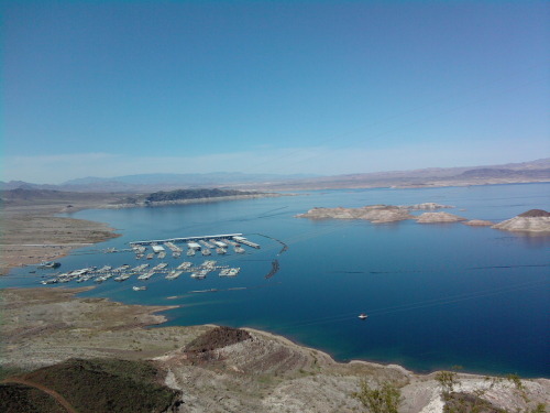 Hoover Dam continued again and Lake Mead. The white on the rocks is where the water used to be…