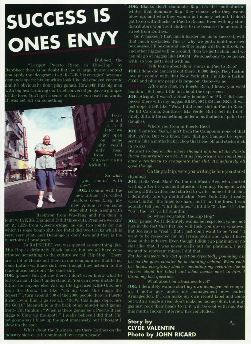 Porn photo Fat Joe interview in Stress Magazine, November,