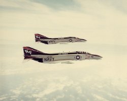 McDonnell Douglas F-4N Phantom II VF-161 Chargers flying over