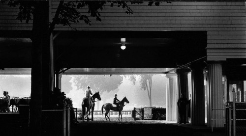 Dawn on the Oklahoma Track, Saratoga, NY photo by Toni Frissell, 1963