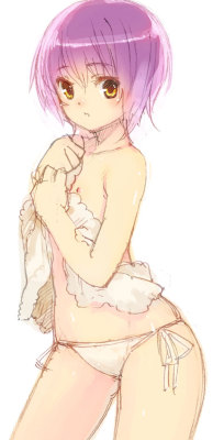 myhoney0079:  coloredbyt:  kage yuu nagato yuki panties side-tie panties sketch suzumiya haruhi no yuuutsu topless towel