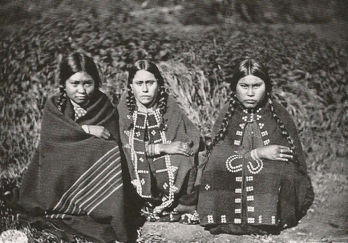 Three Kwakwaka'wakw girls of the Kwa Swelth Tribe in 1881, in present-day Knight Inlet, British Colu