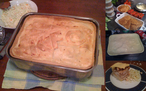 KFC Pie
Six pieces of fried KFC chicken breasts baked into one pie.
(submitted by shazmodo)