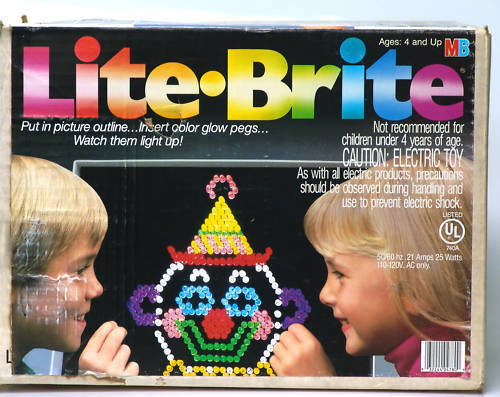 Lite Brite
This is for asie. Her mom presented her with a Lite Brite after months of begging. No she didn’t. It was a box of refill pegs. Do you follow? JUST A BOX OF FUCKING PEGS. AND SHE NEVER GOT THE LITE BRITE.