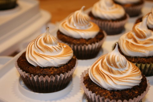 S'more Cupcakes
Chocolate and graham cracker cupcakes topped with marshmallow swirl.
(submitted by Sarah Cohan)