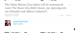 fuckyeahglamberts:  nervlambert:  !!!!!!!!!!!!!!!!!!!!!!!!!!!!!!!!!!!!!!   I&rsquo;m sooo okay with Allison opening :)  It&rsquo;s like an extra treat on top of the whole OMG ADAM part.