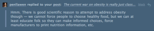 indefensible: (context: my comment there was in response to this)
“ I’m not so sure. I don’t believe ‘science’ is against obesity. Science should have no say in the matter.
”
Perhaps we’re talking at cross purposes? The consequences of obesity are...