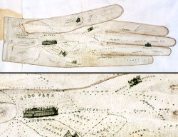 afternoonyouth:sore-thumbelina:  Glove map of London, 1851, by George Shove. Printed map on leather. (via sicklittlepuppy) 