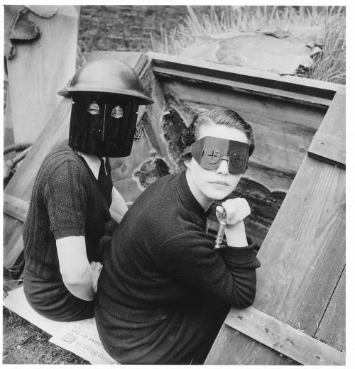 women with fire masks, Downshire Hill, London photo by Lee Miller, 1941