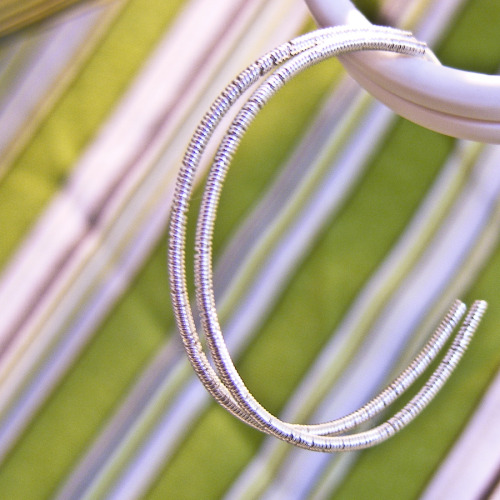 Simple Wrapped Silver Hoops - Open