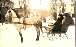 bear-ballet:  RP - Couple in Horse Pulled Sledge - in Town (by Lynn (Gracie’s mom) - I’m here &amp; there) 