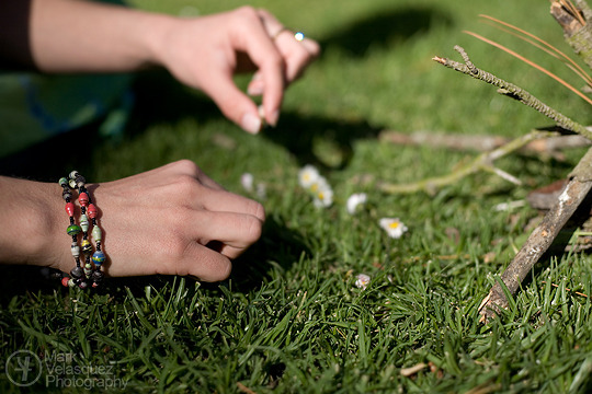 Jenna making a peace symbol out of flowers. A lazy afternoon in the park with that