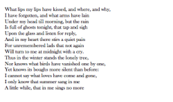 pinpricks:  What lips my lips have kissed, and where, and why (Sonnet XLIII) by Edna St. Vincent Millay 