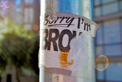 fuckyeahphotography:
“ Sorry I’m Broken
Description:
People slap stickers onto buildings, trees, poles… and sometimes you can view them as mindless graffiti and trash, but sometimes they do make a statement. This one in particular was on a pole, but...