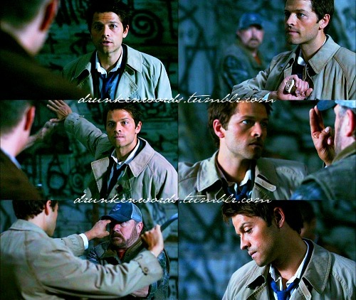 drunkenwords:Dean: Who are you?Castiel: I’m theone who gripped you tight and raised you from Perditi
