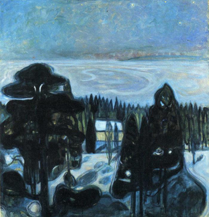 darksilenceinsuburbia:
“ blueruins:
“ White Night (1901) by Edvard Munch
” ”