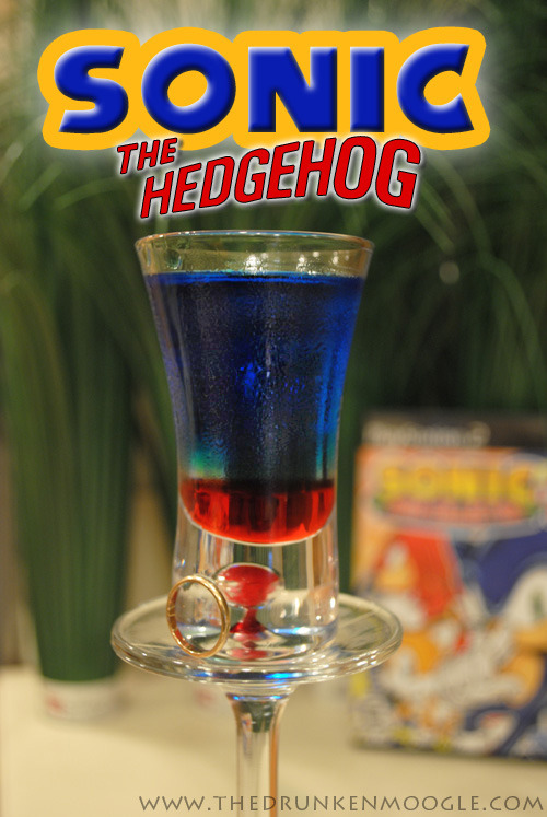 The Drunken Moogle brings us a Sega spin this week with his Sonic The Hedgehog shot. It sounds pretty damn good to me!
Weekend Assignment: Try throwing back a few of these shots and then commence with somersaulting through your front yard. I dare...