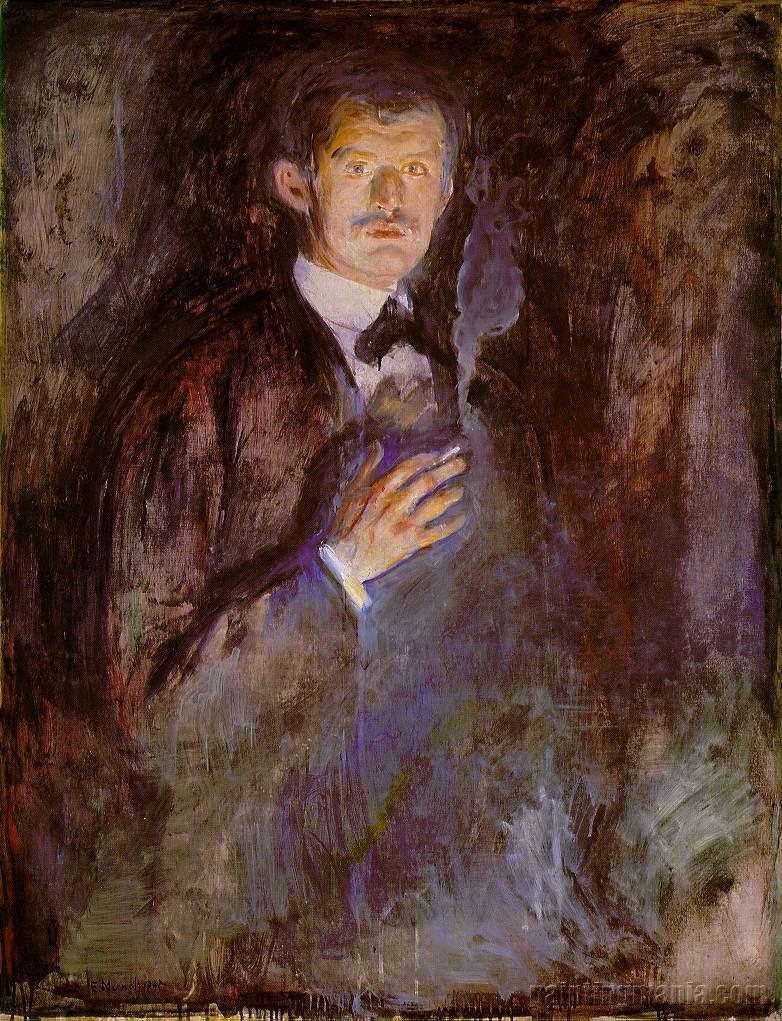 thecabinet:  androphilia:  Self Portrait With Burning Cigarette By Edvard Munch,