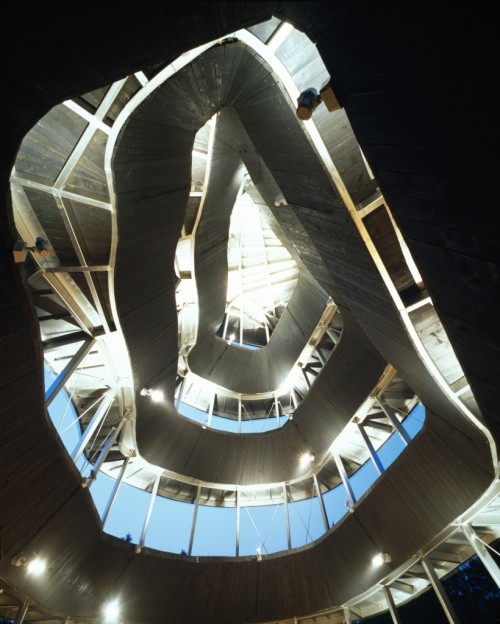 Looking through the center of MVRDV’s Anyang viewing platform.