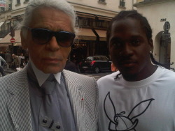 stevenvictor:  Pusha out in France with Karl Lagerfeld. 