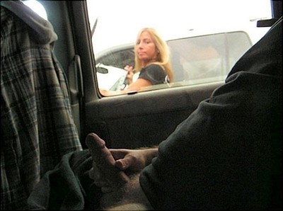 I love this because it is a reversal of the usual roles, and she is leaning out the