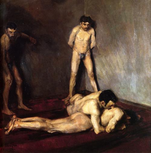 brazenswing:  Max Slevogt: Die Ringerschule, 1893.  (via jahsonic)