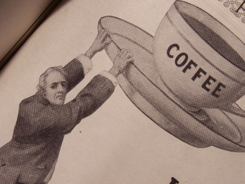 Barely Hanging On / photograph of a 1905 Postum Coffee advertisement within Century Magazine Origina