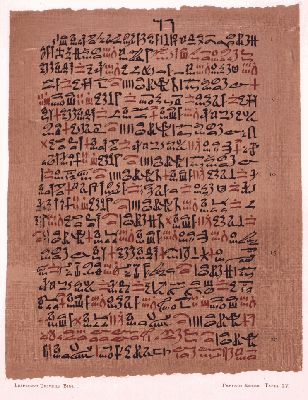 theancientworld:inky:Page from the ancient Egyptian Ebers Papyrus, detailing treatment of asthma. At