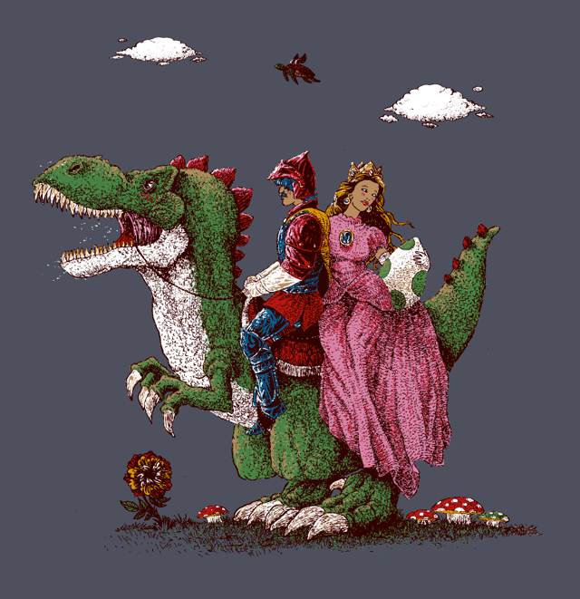 Sir Mario and friends are on their way out of Bowser’s final castle. That extra set of armor must have done the trick.
This awesome shirt design is up for sale at Threadless for $18! $40 for the hoodie! It’s a koopa keeper!
Historical Reconstitution...