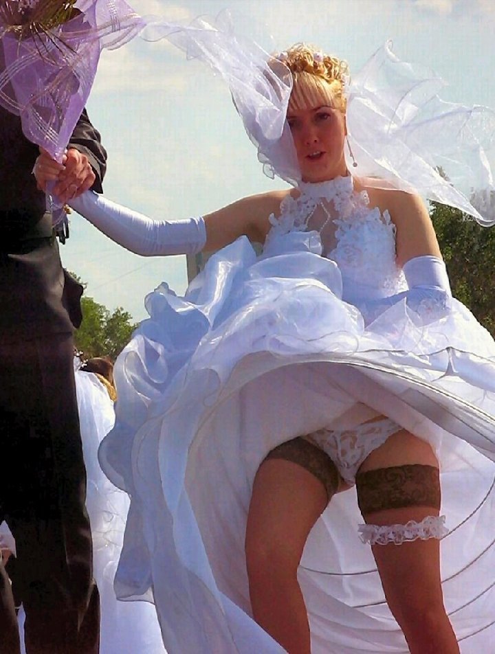 Pantyhose wedding dress upskirts