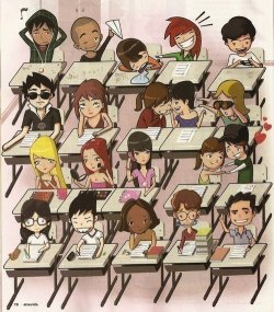 ayemanitsaj:  brysquared:  kevendlam:  omgitsmary:  your-mumm:  pacuaan:  kiimtea:  lovelessfreak:  Life at school. :) Which are you?  guy at the back listening to music. &gt;:) I’d be the one on the phone, BUT texting   The asian kid in the front