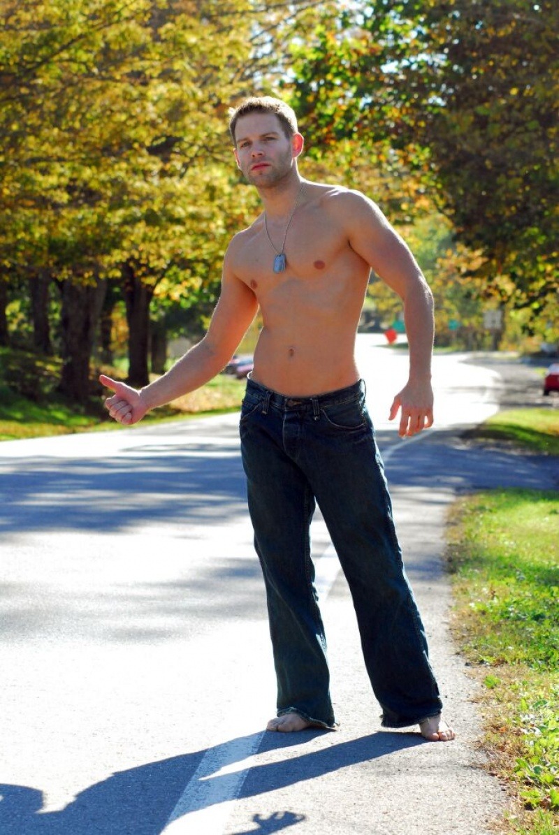 with those sexy jeans, barefoot and stubble, fuck, i’ll give him a ride………. then as he sits innocent in the passenger seat i would extend my arm right across his pecs in a chop, as he is about to double over i would grab his head and headbutt him,...