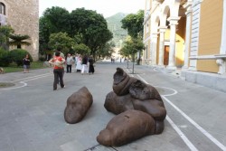 marcellos:  Le sue dimensioni sono impressionanti: due “pezzi” di due metri e un metro ciascuno, piazzati in corso Roma davanti alla sede centrale della Cassa di Risparmio di Carrara. Il “maxi-escremento” in travertino di Rapolano (Siena) è l’ultima