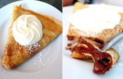 prettyfoods:  readingiscrazy:interwar:    Nutella filled crêpes with whipped cream.    