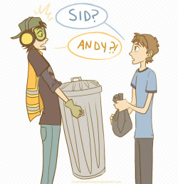 seatalia:   bestnationever:   pochii:   kittyschrunder:   adori:   (via alumina)   OMFGGASDGADFGADFGDGATHISTHITHISTHIS   OH MY GOD SID YOU’RE SEXY       I THINK IT&rsquo;S ADORBS THAT SID BECAME A GARBAGEMAN AND ANDY IS ALL FUNCTIONING AND STUFF.