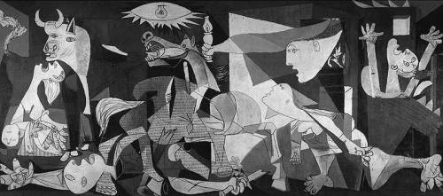 Pablo Picasso - Guernica Nel corridoio che sta davanti alla sala del Consiglio di Sicurezza dell’ONU si trova un arazzo che riporta il famoso quadro di Picasso, Guernica, che viene riprodotta alle spalle dei relatori. Quindi, ogni qual volta