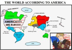 The World According to America. Hard to see, but hilarious. (via waves-of-change)