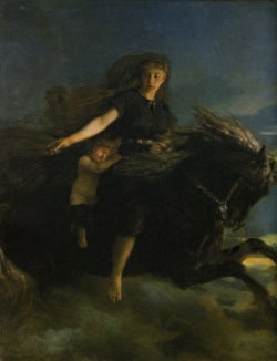 gh2u:  marsiouxpial:  Nótt riding Hrímfaxi.Painting