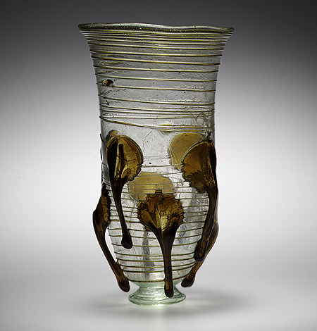 medieval:Frankish “Claw” Beaker,400–600Found in Bellenberg Voehringen, southern GermanyGlass7 ¾ x 4 