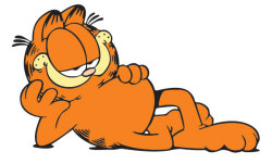 Garfield is my favorite newspaper comic cat. He is really fat and funny.  He never fails to make me laugh. If I am ever sad, I will pick up the  newspaper and read Garfield. My frown turns upside down when I see him  eat that entire plate full of lasagna!